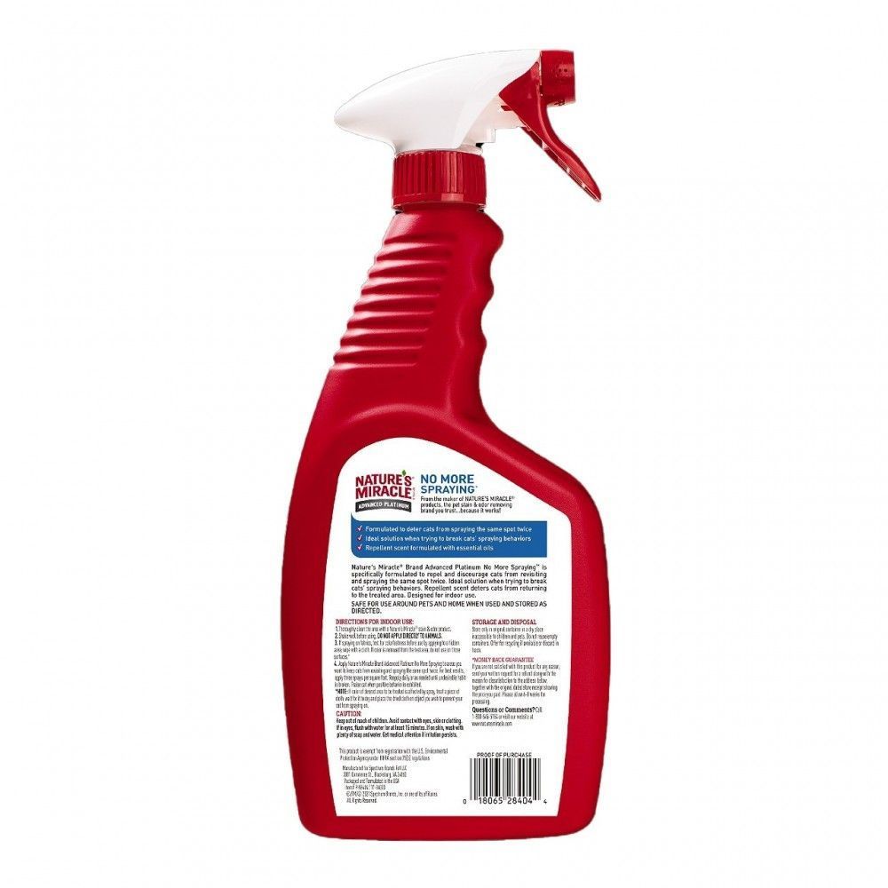Спрей Nature's Miracle «Stain & Odor Remover. No More Spraying» для видалення плям і запахів від котів, та проти повторних міток 709 мл