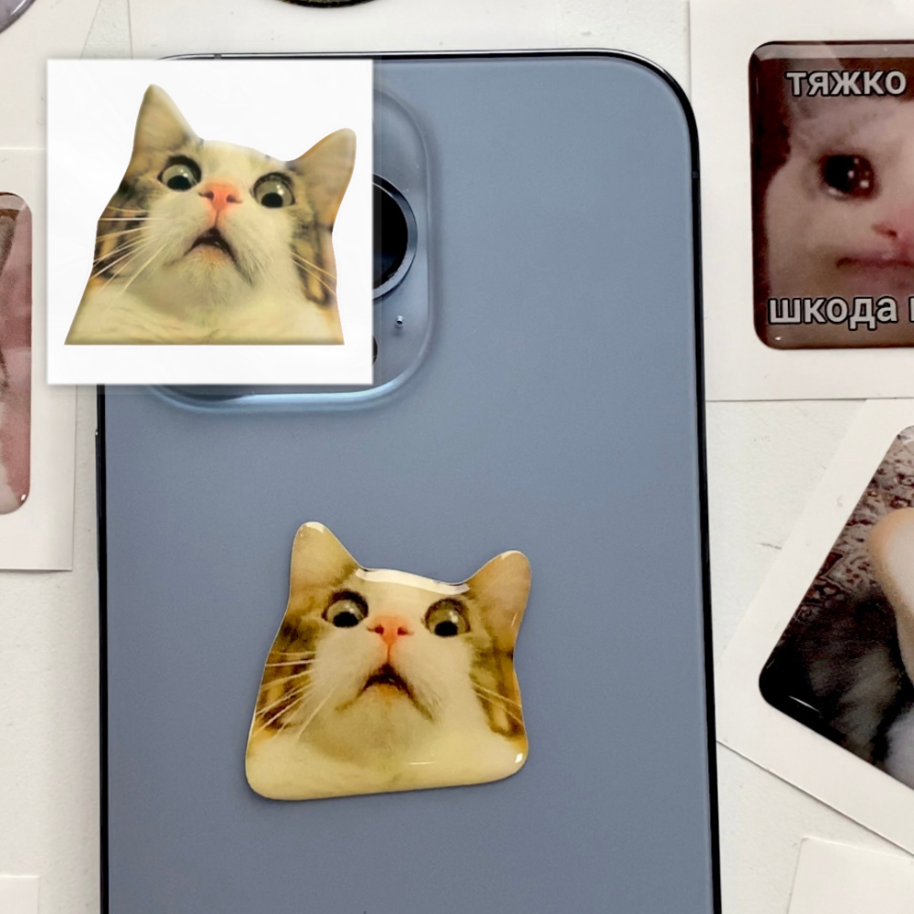 Стікер-3D Tatooshka Мем здивований котик