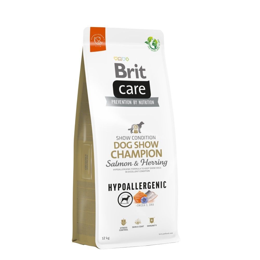 Сухий для собак Brit Care Hypoallergenic Dog Show Champion 12 кг - лосось та оселедець Сухий для собак Brit Care Hypoallergenic Dog Show Champion 12 кг - лосось та оселедець