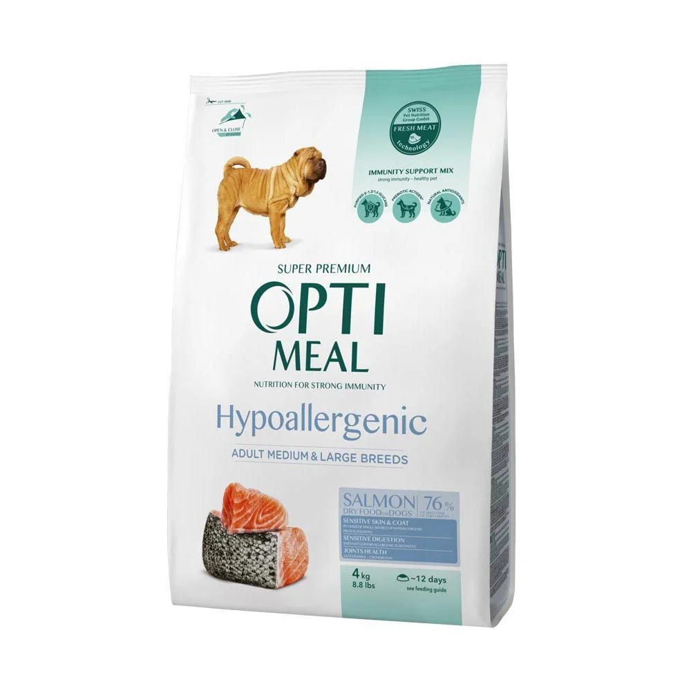 Сухий корм для собак Optimeal Hypoallergenic Medium & Large Breeds Adult 4 кг - лосось Сухий корм для собак Optimeal Hypoallergenic Medium & Large Breeds Adult 4 кг - лосось