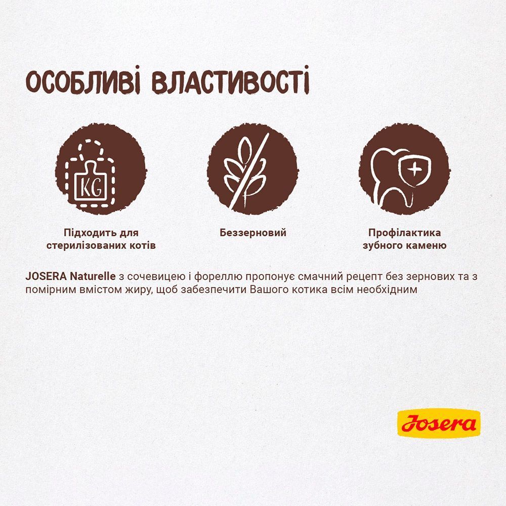 Сухой корм для кошек Josera Naturelle 400 г - чечевица и форель
