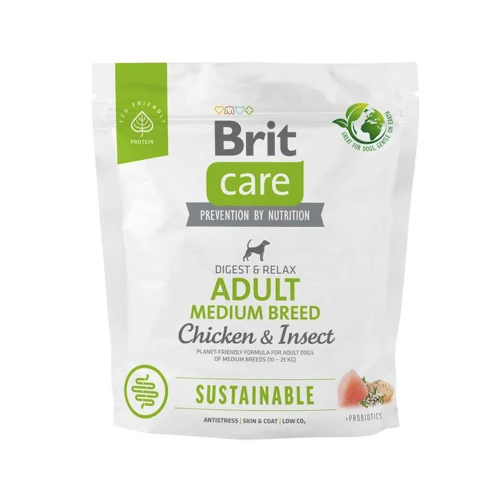 Сухий корм для собак Brit Care Digest and Relax Medium Breed Adult 1 кг - курка та комахи Сухий корм для собак Brit Care Digest and Relax Medium Breed Adult 1 кг - курка та комахи