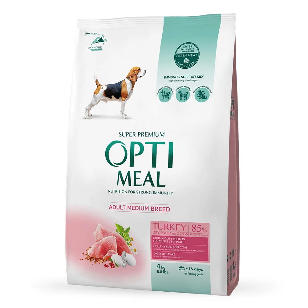 Сухой корм для собак Optimeal Medium Breed Adult 4 кг - индейка