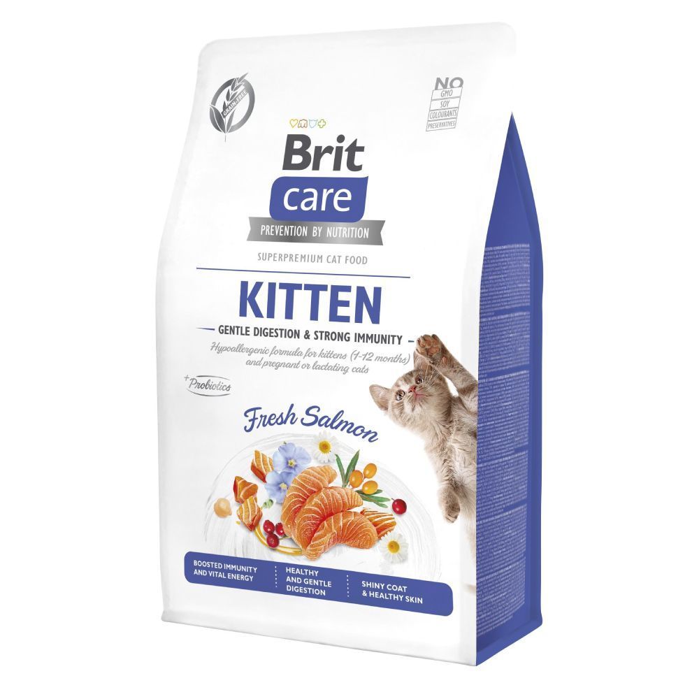 Сухий корм для кошенят Brit Care Cat Grain Free Kitten Gentle Digestion Strong Immunity 400 г - лосось Сухий корм для кошенят Brit Care Cat Grain Free Kitten Gentle Digestion Strong Immunity 400 г - лосось