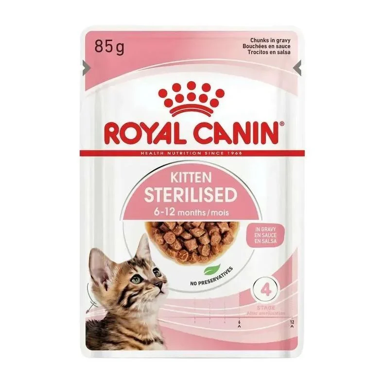 Набор сухого и влажного корма для котят Royal Canin Kitten Sterilised 2 кг + 4 шт. по 85 г