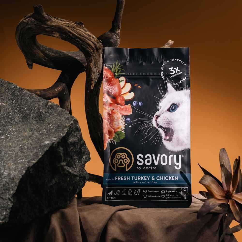 Сухий корм для кошенят Savory Kitten 400 г - індичка та курка Сухий корм для кошенят Savory Kitten 400 г - індичка та курка