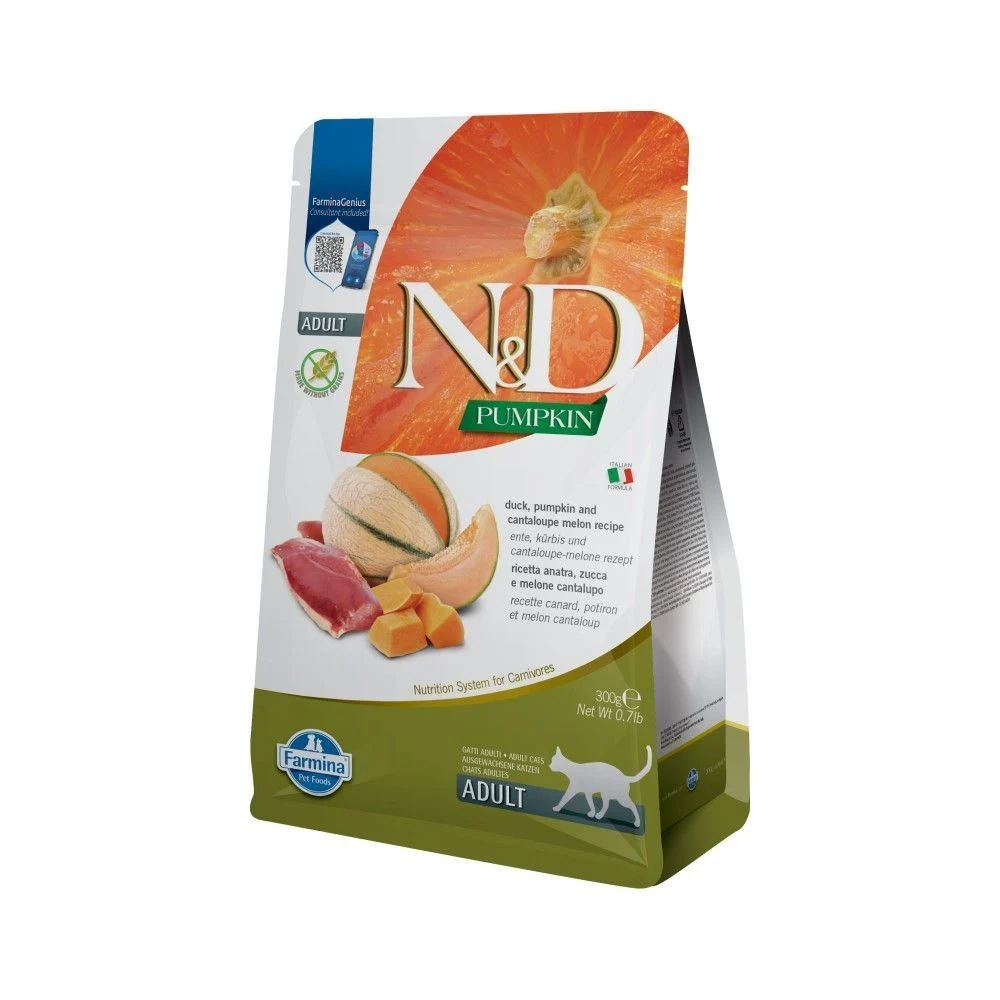 Сухой корм для кошек Farmina N&D Grain Free Pumpkin Adult 300 г - утка, тыква и дыня Сухой корм для кошек Farmina N&D Grain Free Pumpkin Adult 300 г - утка, тыква и дыня