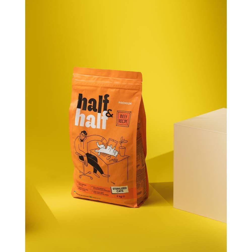 Сухий корм для котів Half&Half Sterilized 2 кг - яловичина