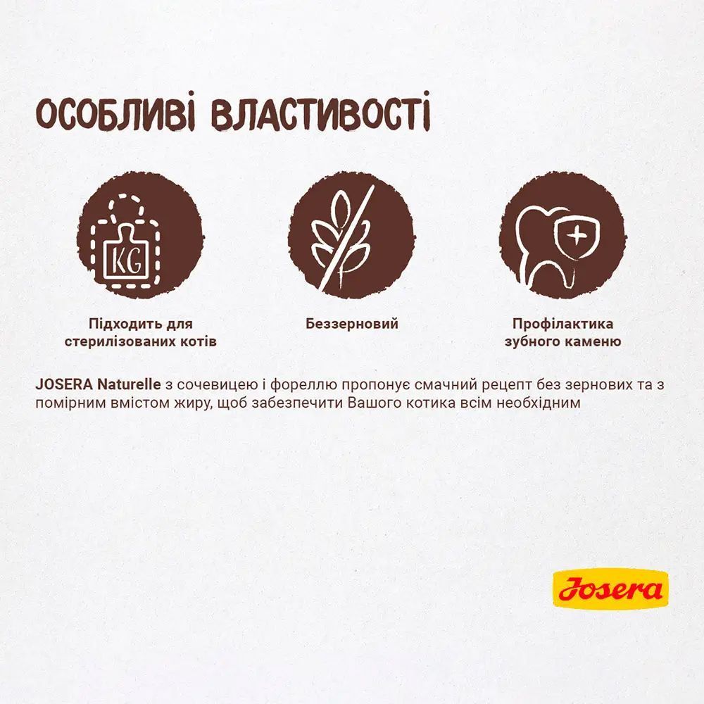 Сухий корм для котів Josera Naturelle 10 кг - чечевиця та форель Сухий корм для котів Josera Naturelle 10 кг - чечевиця та форель