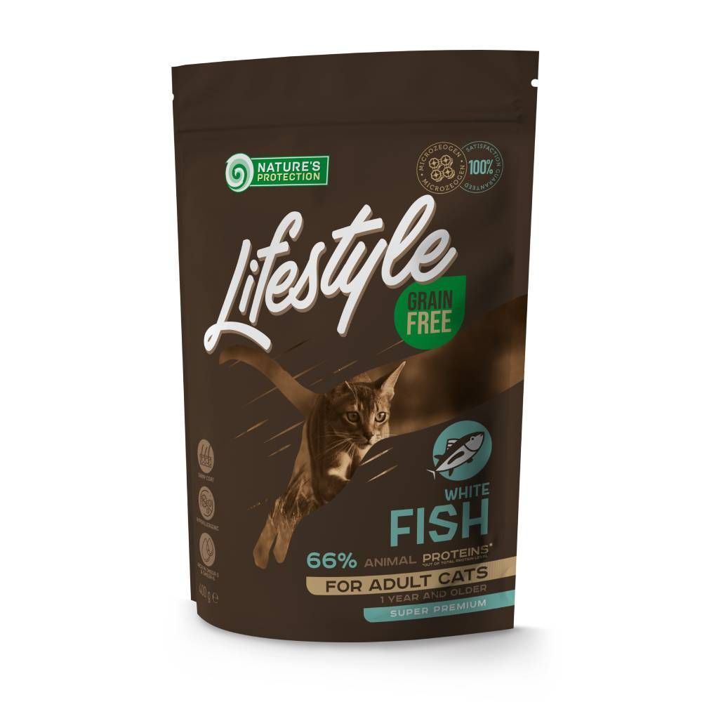 Сухий корм для котів Nature's Protection Lifestyle Adult Grain Free 400 г - біла риба Сухий корм для котів Nature's Protection Lifestyle Adult Grain Free 400 г - біла риба