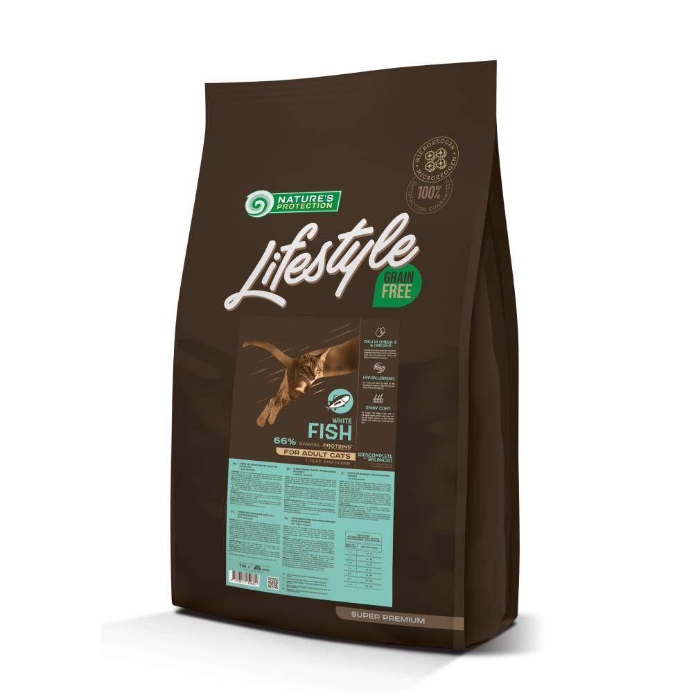 Сухой корм для кошек Nature's Protection Lifestyle Adult Grain Free 7 кг - белая рыба Сухой корм для кошек Nature's Protection Lifestyle Adult Grain Free 7 кг - белая рыба