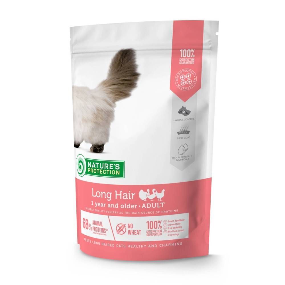 Сухий корм для котів Nature's Protection Long Hair Adult 400 г - домашня птиця Сухий корм для котів Nature's Protection Long Hair Adult 400 г - домашня птиця