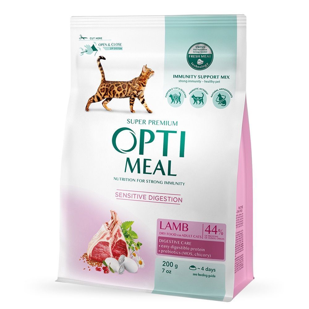 Сухий корм для котів Optimeal Sensitive Digestion Adult 200 г - ягня Сухий корм для котів Optimeal Sensitive Digestion Adult 200 г - ягня