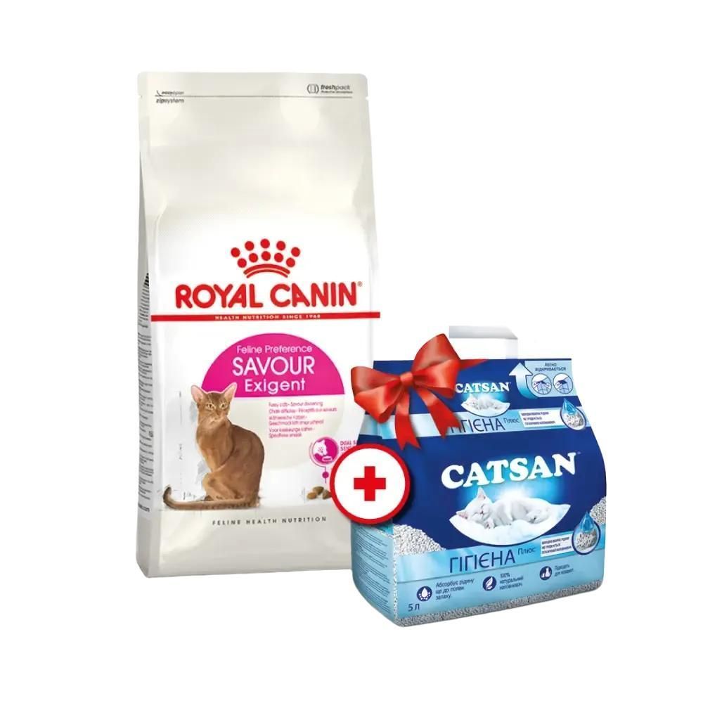 Сухой корм для кошек Royal Canin Fussy Exigent 4 кг + Catsan минеральный наполнитель 5 л Сухой корм для кошек Royal Canin Fussy Exigent 4 кг + Catsan минеральный наполнитель 5 л