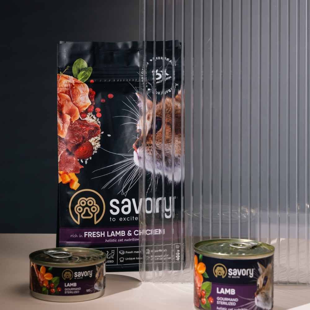 Сухий корм для котів Savory Adult Cat Steril Fresh 400 г - ягня та курка