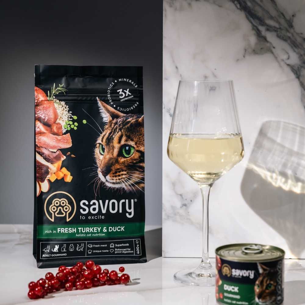 Сухий корм для котів Savory Adult Gourmand 400 г - індичка та качка Сухий корм для котів Savory Adult Gourmand 400 г - індичка та качка