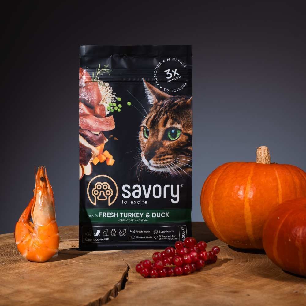 Сухий корм для котів Savory Adult Gourmand 400 г - індичка та качка Сухий корм для котів Savory Adult Gourmand 400 г - індичка та качка
