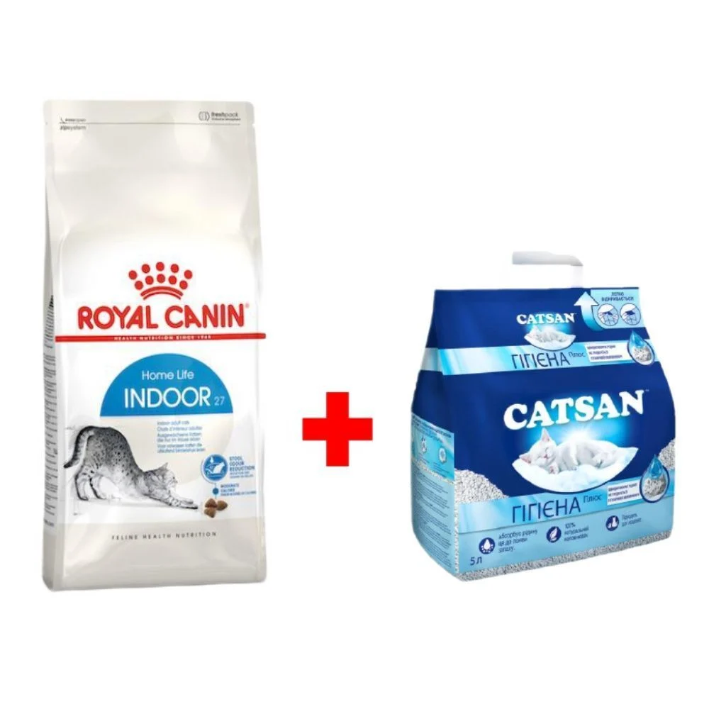 Сухой корм для кошек Royal Canin Indoor 27 4 кг + Минеральный наполнитель Catsan Гигиена Плюс 5 л - без аромата Сухой корм для кошек Royal Canin Indoor 27 4 кг + Минеральный наполнитель Catsan Гигиена Плюс 5 л - без аромата