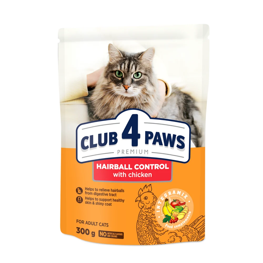 Сухий корм для котів Club 4 Paws Premium Hairball Control 300 г - курка Сухий корм для котів Club 4 Paws Premium Hairball Control 300 г - курка