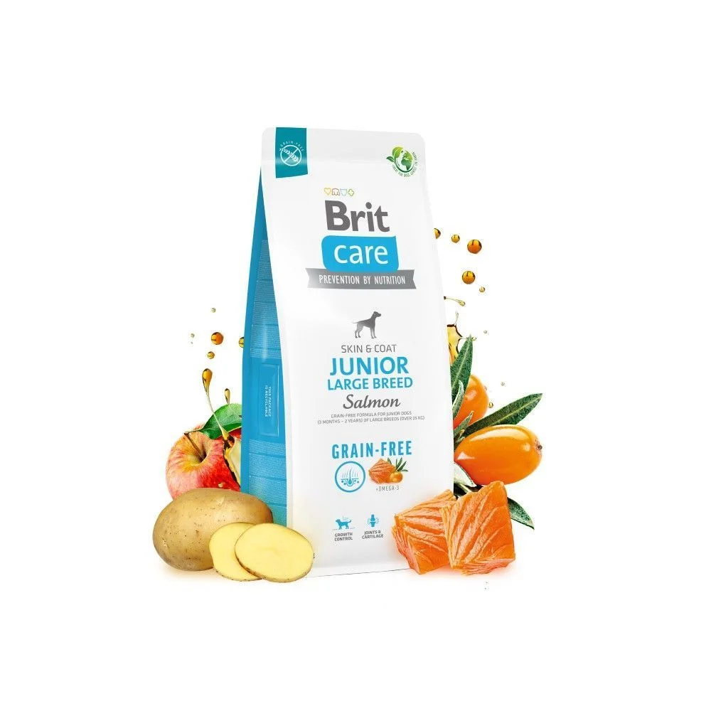 Сухий корм для цуценят Brit Care Grain-free Junior Large Breed 1 кг - лосось