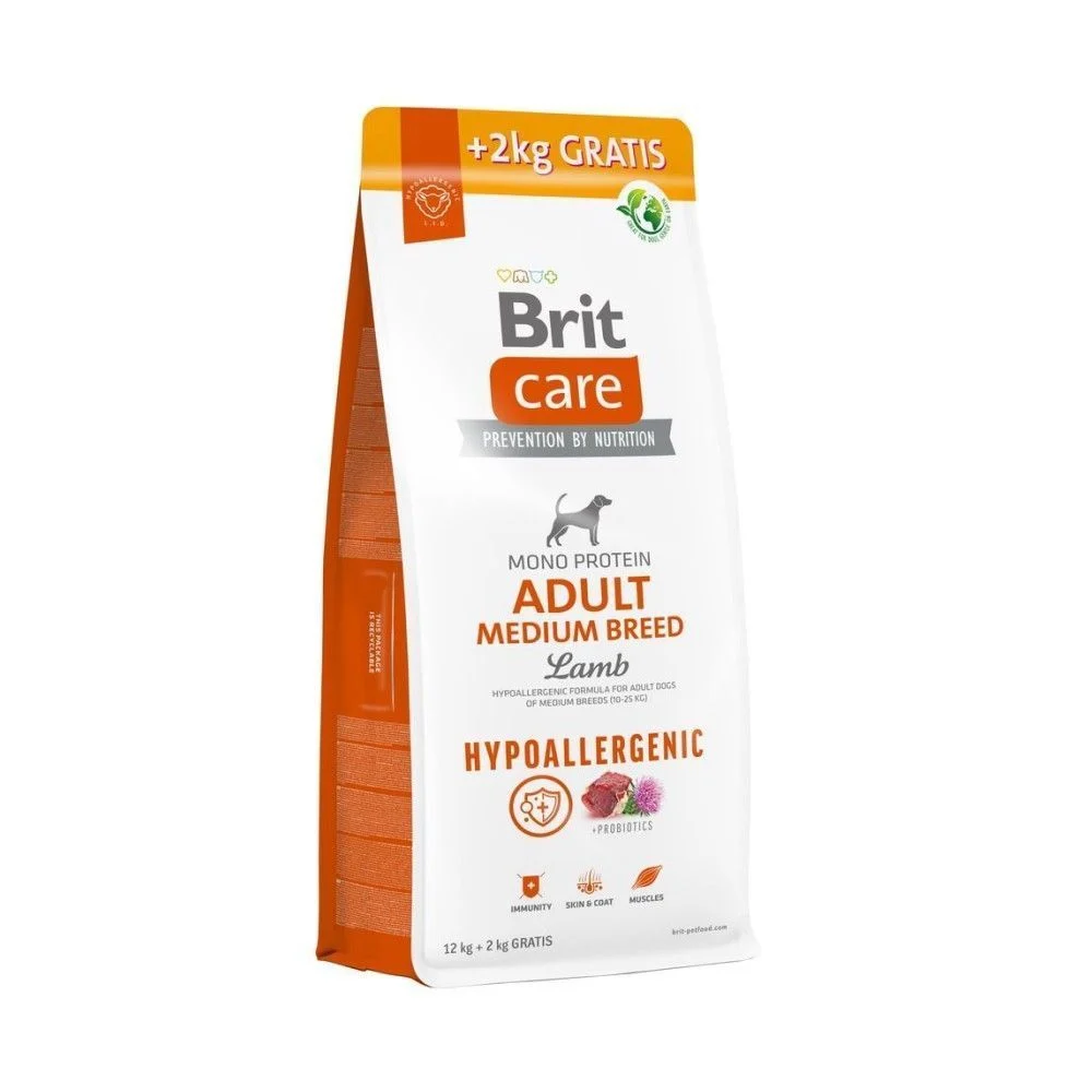 Сухий корм для собак Brit Care Dog Hypoallergenic Adult Medium Breed 12 + 2 кг - ягня Сухий корм для собак Brit Care Dog Hypoallergenic Adult Medium Breed 12 + 2 кг - ягня
