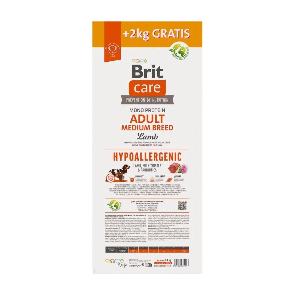 Сухий корм для собак Brit Care Dog Hypoallergenic Adult Medium Breed 12 + 2 кг - ягня Сухий корм для собак Brit Care Dog Hypoallergenic Adult Medium Breed 12 + 2 кг - ягня