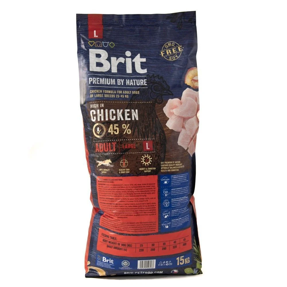 Cухий корм для собак Brit Premium Dog Adult L 15 кг - курка
