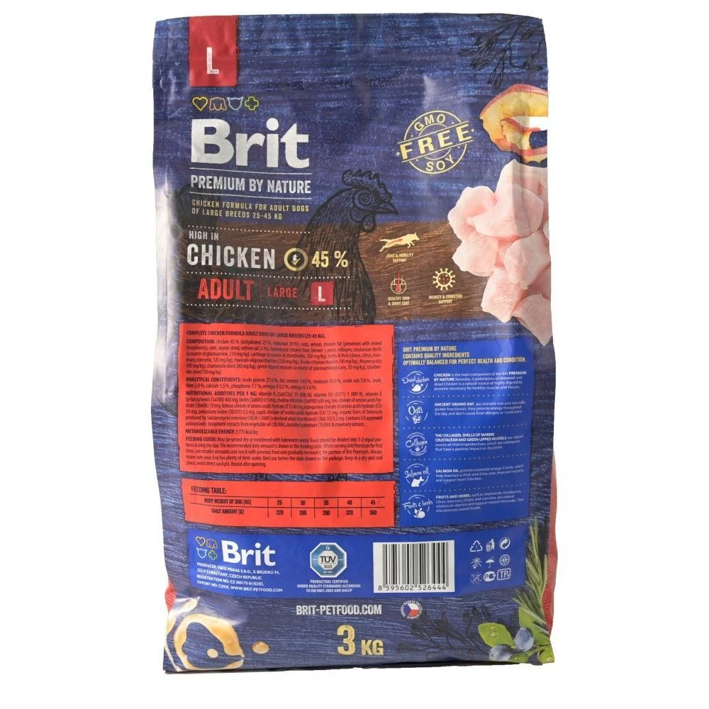 Brit Premium Dog Adult L сухой корм для собак 3 кг - курица
