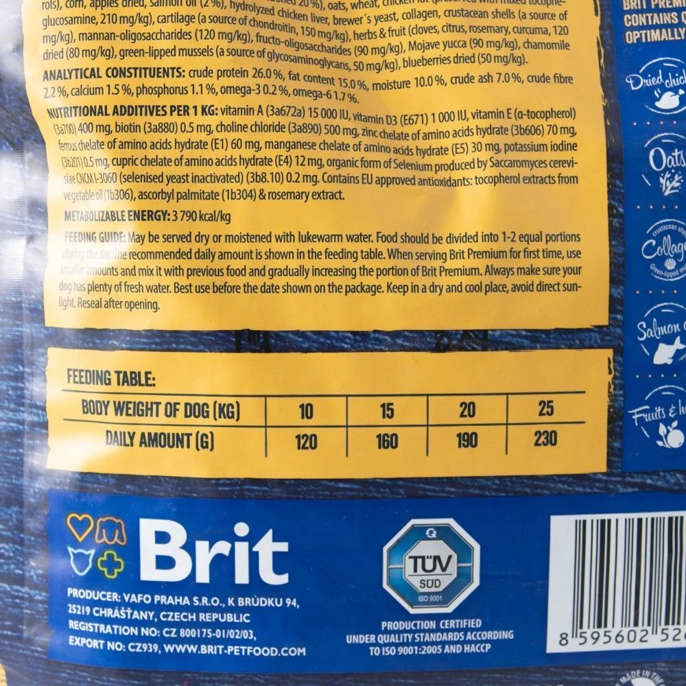 Brit Premium Dog Adult M сухой корм для собак 15 кг - курица