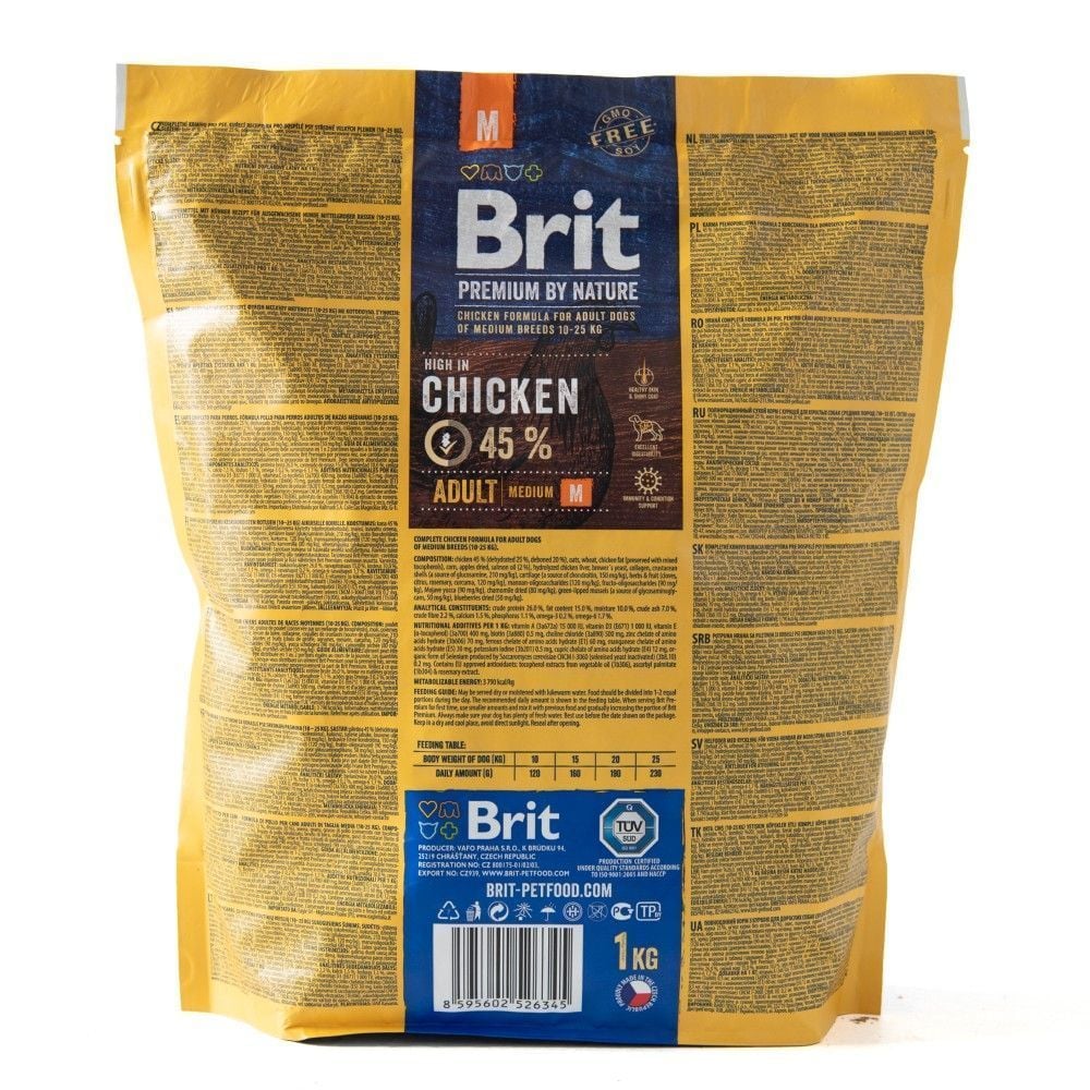Brit Premium Dog Adult M сухой корм для собак 15 кг - курица