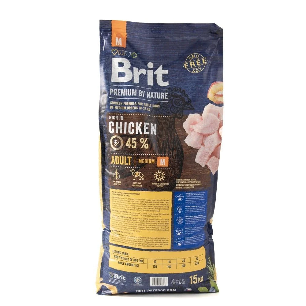Cухий корм для собак Brit Premium Dog Adult M 15 кг - курка