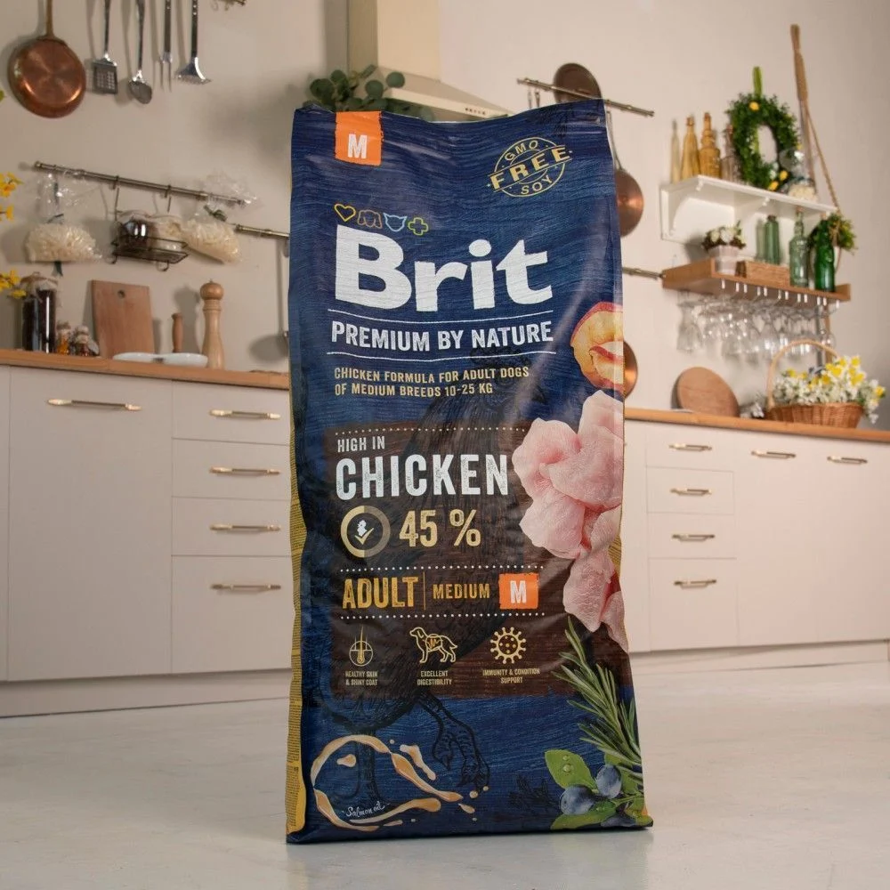 Cухий корм для собак Brit Premium Dog Adult M 15 кг - курка