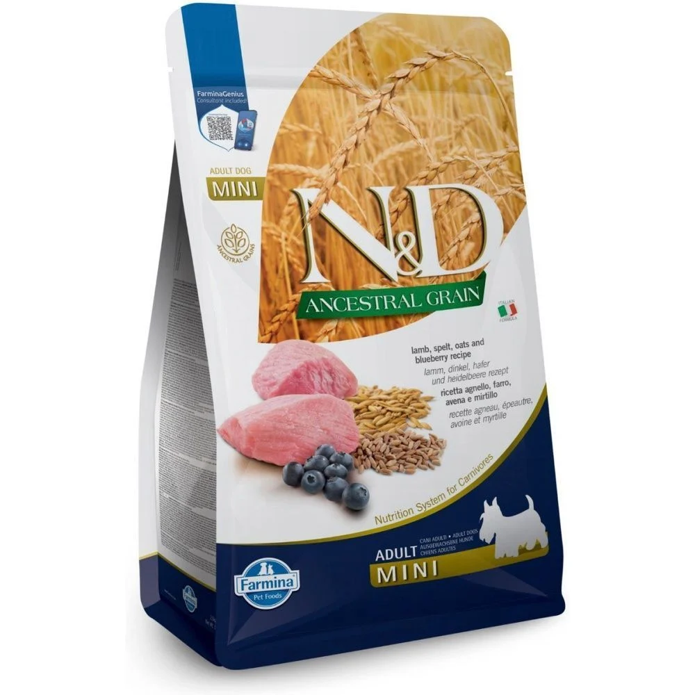 Cухий корм для собак Farmina N&D Low Grain Adult Mini 800 г - ягня, овес, спельта та чорниця