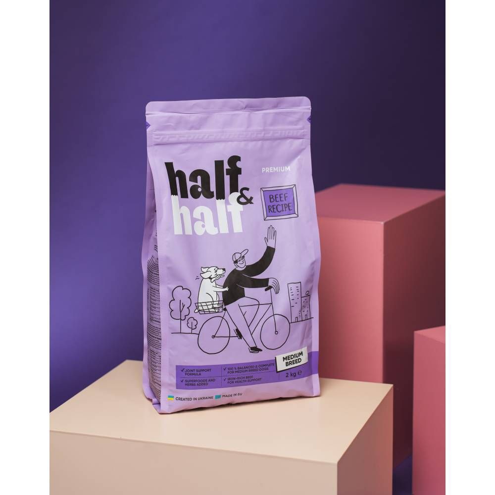 Cухий корм для собак Half&Half Medium Breed 2 кг - яловичина