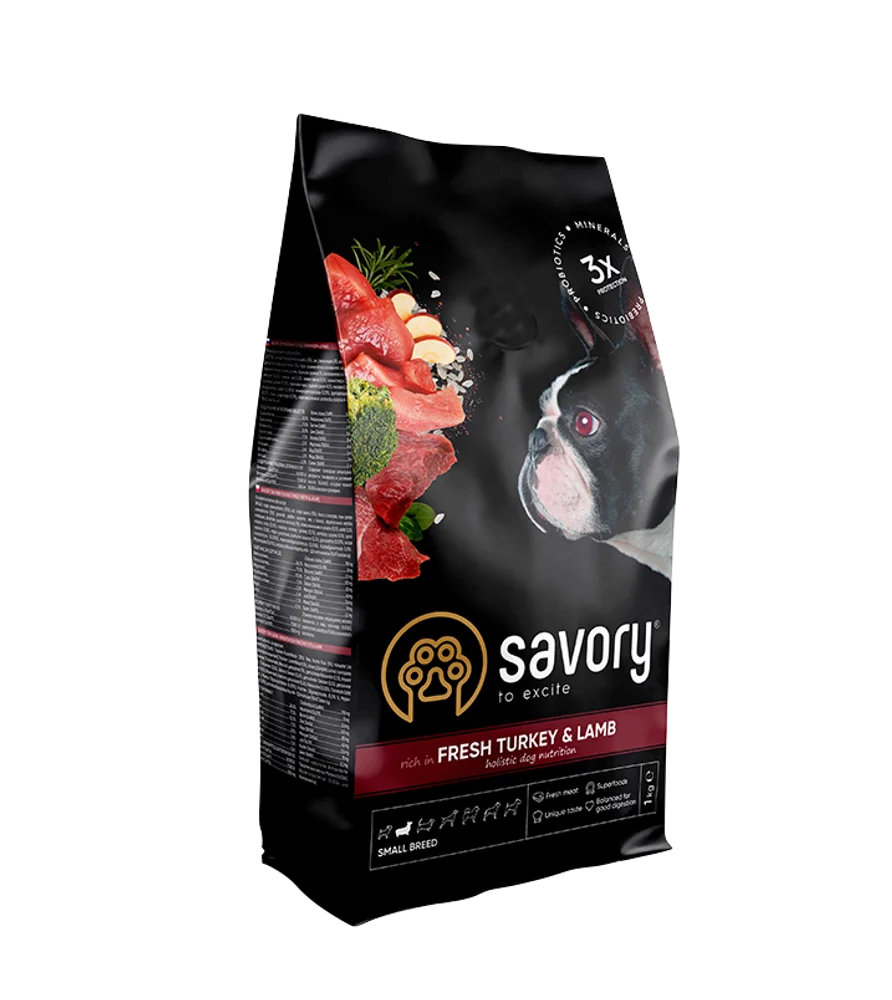 Сухий корм для собак Savory Small Breed 1 кг - індичка та ягня Сухий корм для собак Savory Small Breed 1 кг - індичка та ягня