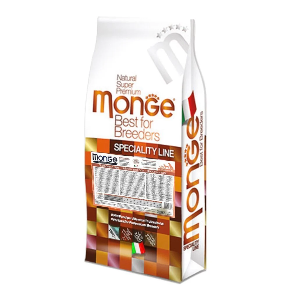 Сухий корм для собак Monge Monoprotein All Breeds Adult 15 кг - лосось та рис Сухий корм для собак Monge Monoprotein All Breeds Adult 15 кг - лосось та рис