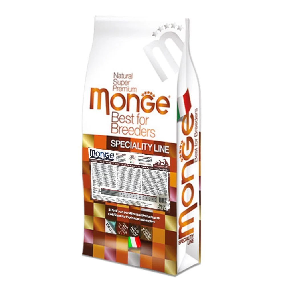 Сухой корм для собак Monge Monoprotein All Breeds Adult 15 кг - ягненок, рис и картофель