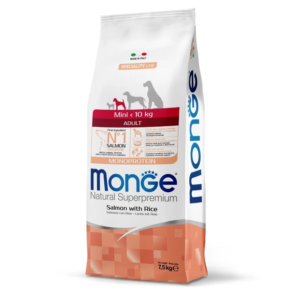 Сухой корм для собак Monge Monoprotein Mini Adult 7,5 кг - лосось и рис