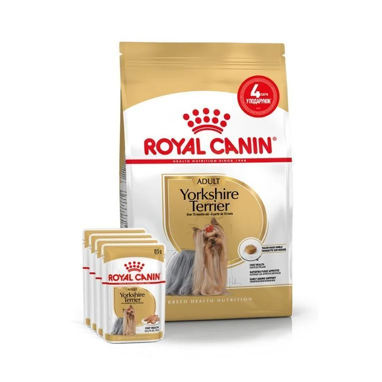 Набор сухого и влажного корма для собак Royal Canin Yorkshire Terrier Adult 1,5 кг + 4 шт. по 85 г Набор сухого и влажного корма для собак Royal Canin Yorkshire Terrier Adult 1,5 кг + 4 шт. по 85 г