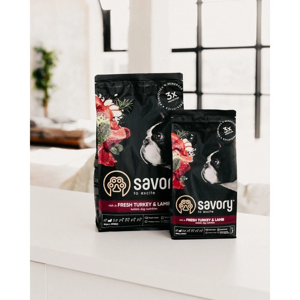 Сухий корм для собак Savory Small Breed 1 кг - індичка та ягня Сухий корм для собак Savory Small Breed 1 кг - індичка та ягня