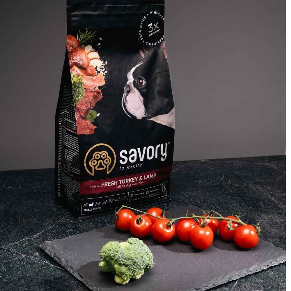 Сухий корм для собак Savory Small Breed 1 кг - індичка та ягня Сухий корм для собак Savory Small Breed 1 кг - індичка та ягня