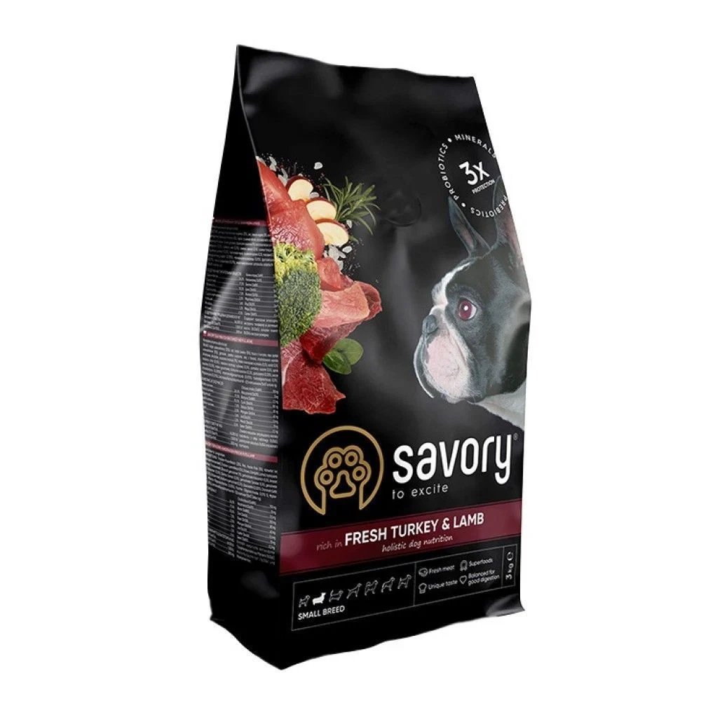 Сухий корм для собак Savory Small Breed 3 кг - індичка та ягня