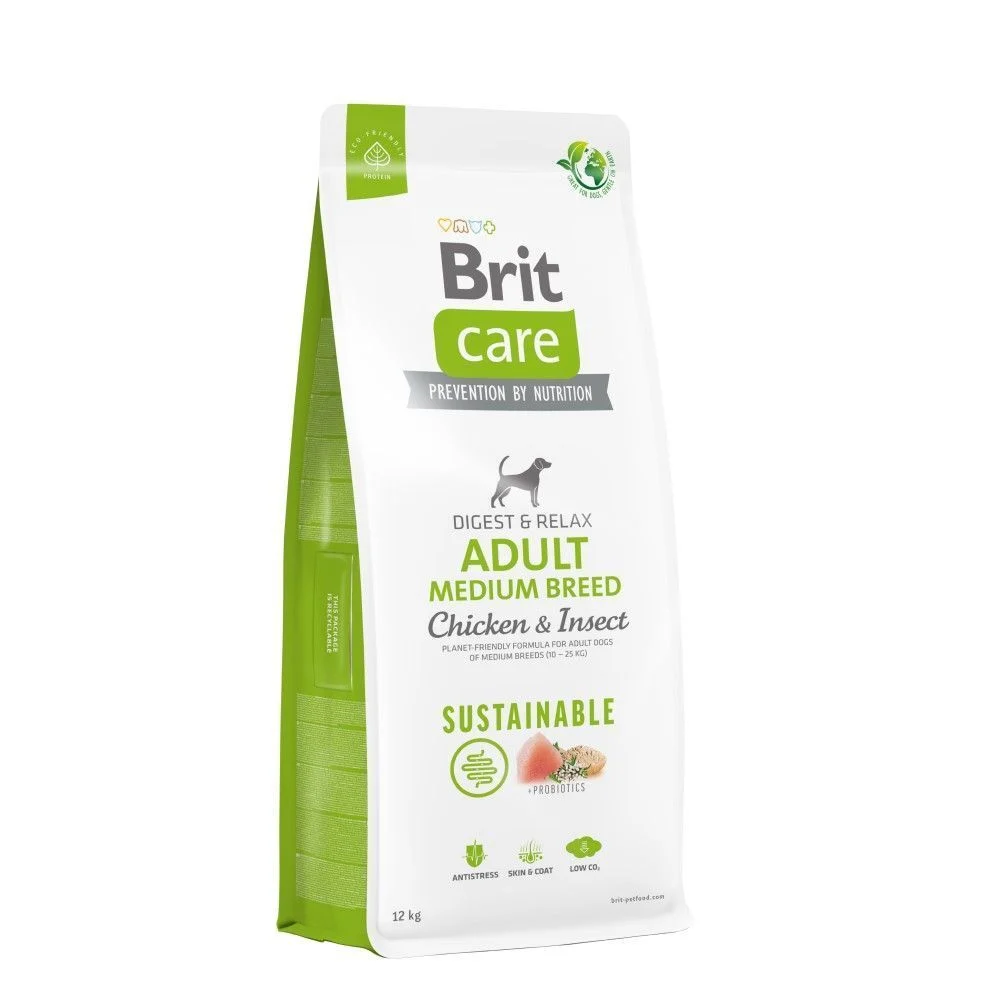 Сухой корм для собак Brit Care Digest and Relax Medium Breed Adult 12 кг - курица и насекомые