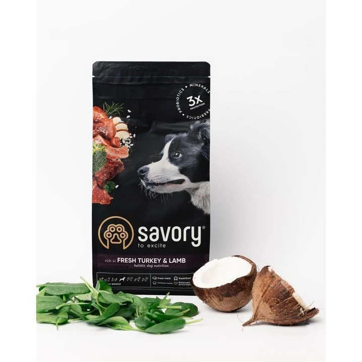 Сухий корм для собак Savory Medium Breed 1 кг - індичка та ягня Сухий корм для собак Savory Medium Breed 1 кг - індичка та ягня