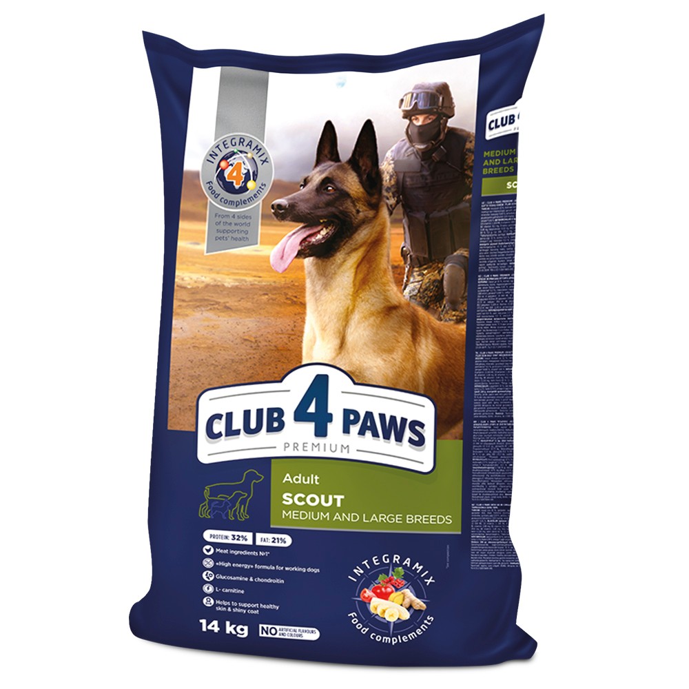 Сухой корм для собак средних и крупных пород Club 4 Paws Premium Scout 14 кг (курица) Сухой корм для собак средних и крупных пород Club 4 Paws Premium Scout 14 кг (курица)