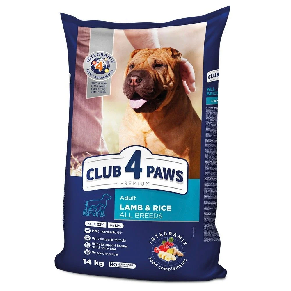 Сухий корм для собак Club 4 Paws Premium All Breeds Adult 14 кг - ягня та рис Сухий корм для собак Club 4 Paws Premium All Breeds Adult 14 кг - ягня та рис
