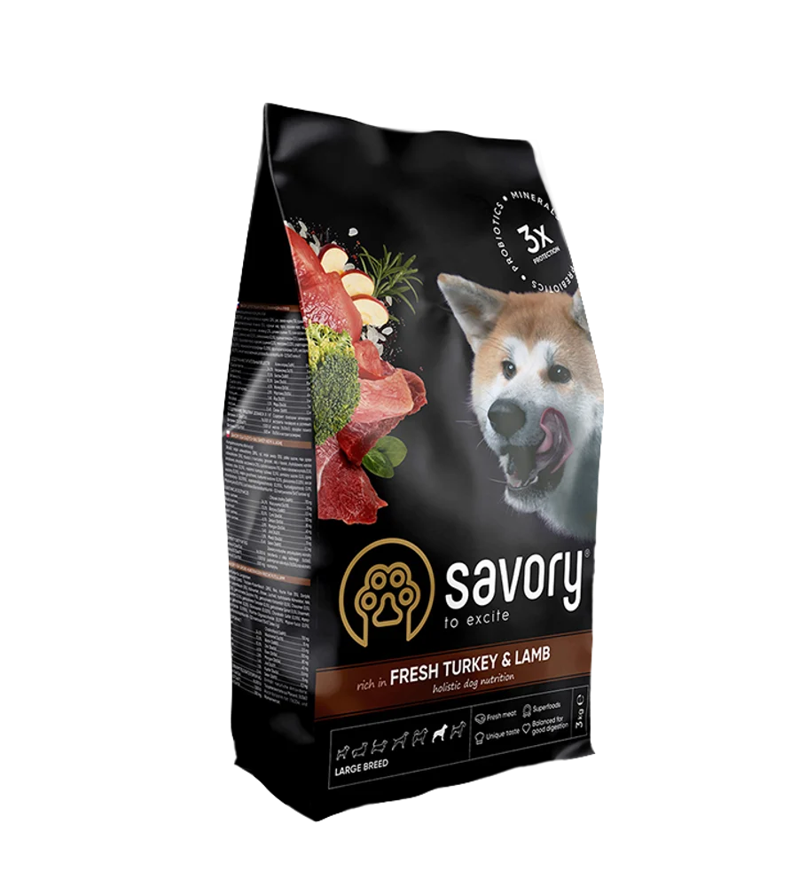 Сухий корм для собак Savory Large Breed 3 кг - індичка та ягня