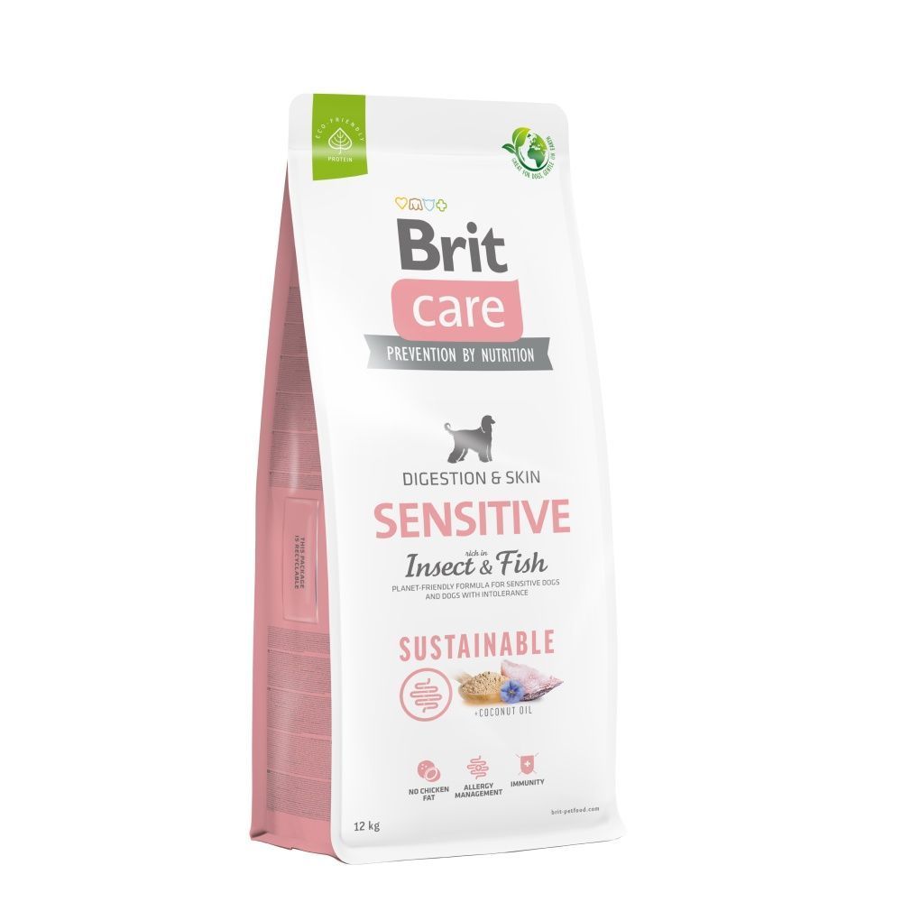 Cухий корм для собак Brit Care Sustainable Sensitive 12 кг - риба та комахи