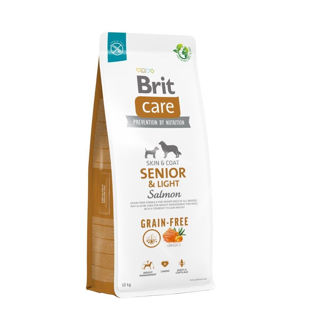 Сухой корм для собак Brit Care Grain-free Senior&Light 12 кг - лосось