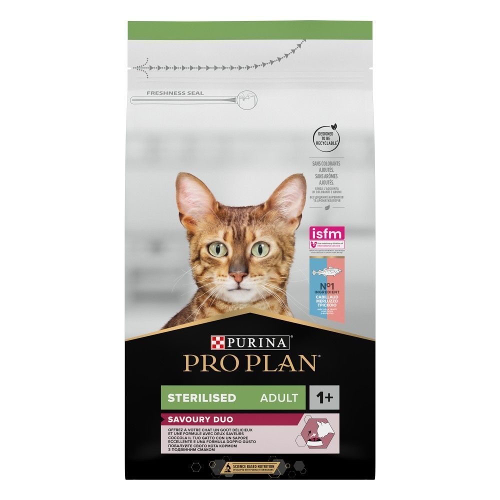 Сухой корм для кошек Pro Plan Sterilised Savoury Duo 1,5 кг - треска и форель Сухой корм для кошек Pro Plan Sterilised Savoury Duo 1,5 кг - треска и форель
